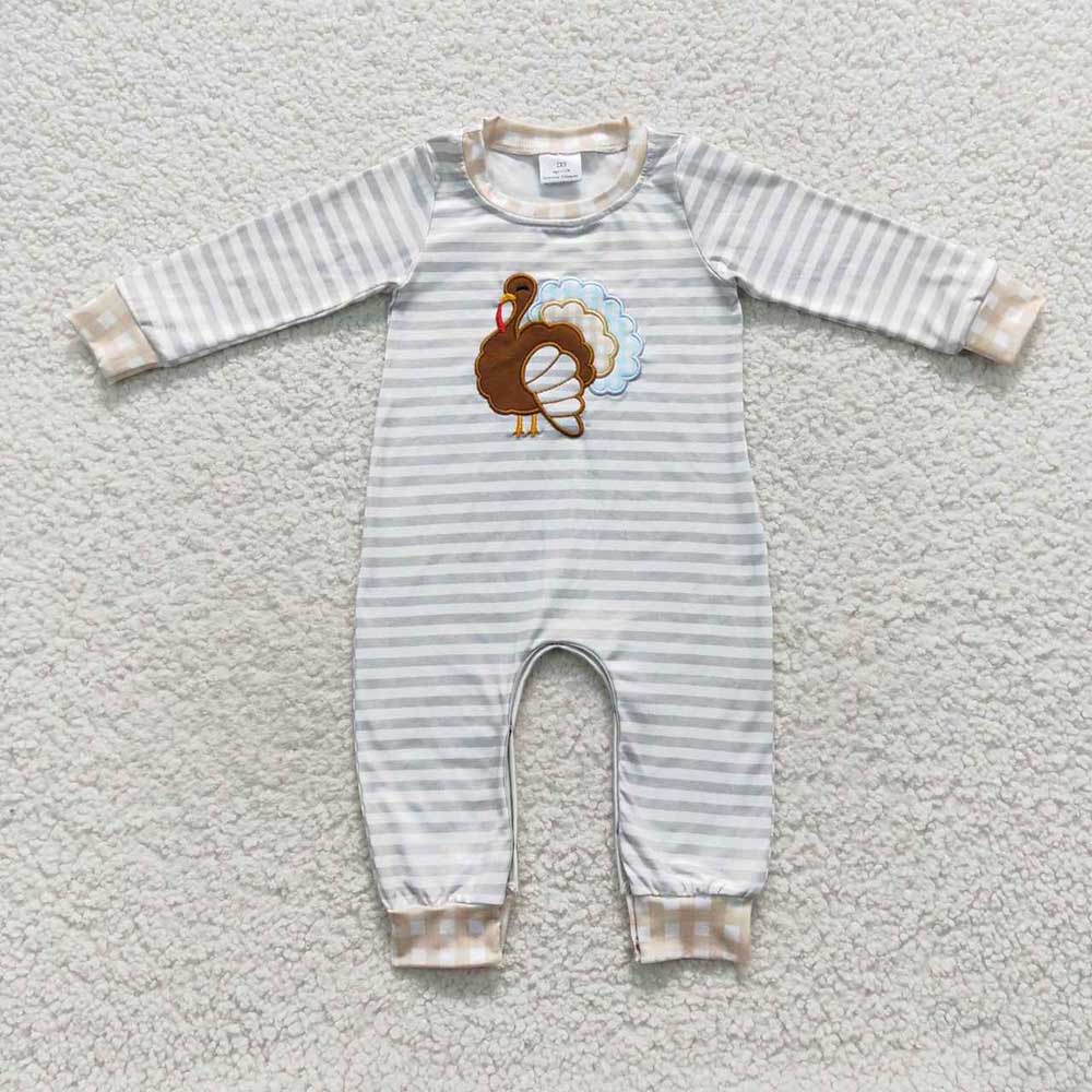 Thanksgiving Day Applique Turkey Sibling Clothes Set/Romper