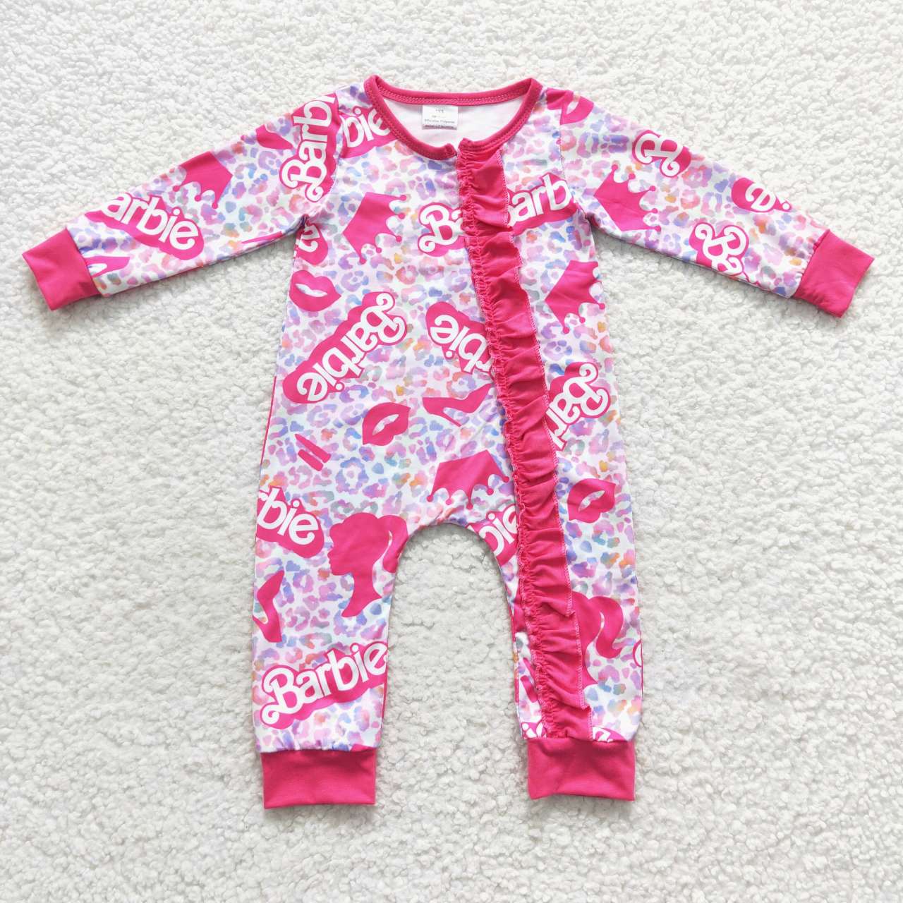 Newborn Baby Girls Doll Pink Zip Long Sleeve Rompers