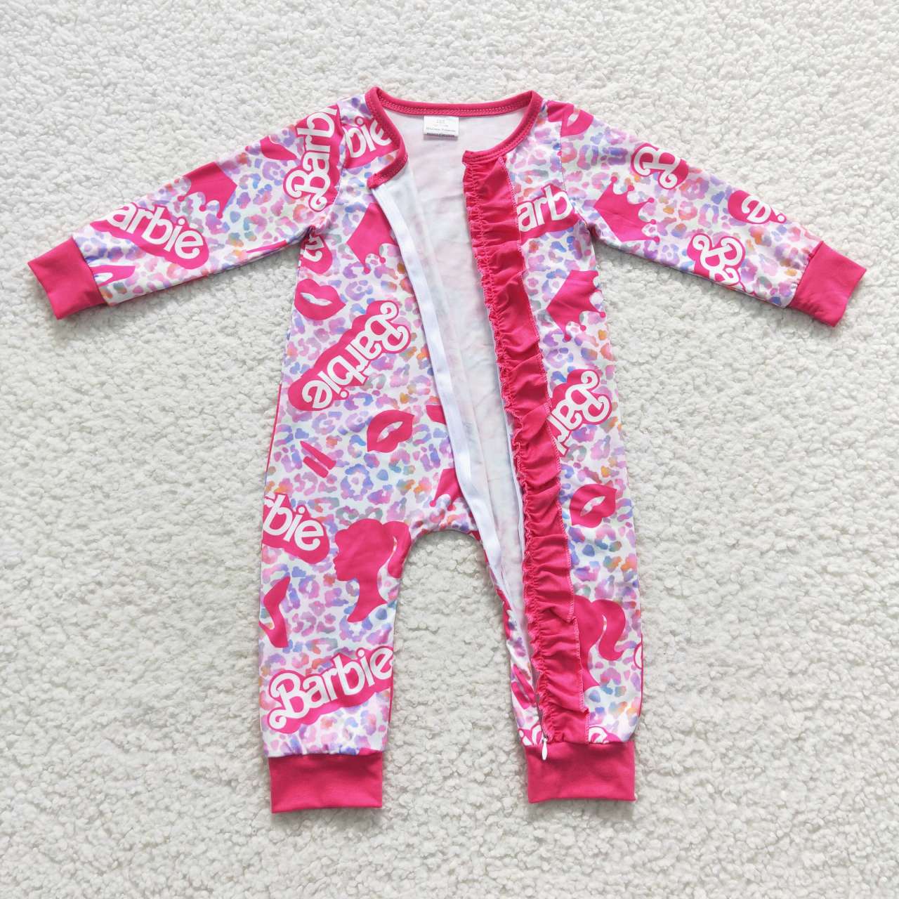 Newborn Baby Girls Doll Pink Zip Long Sleeve Rompers