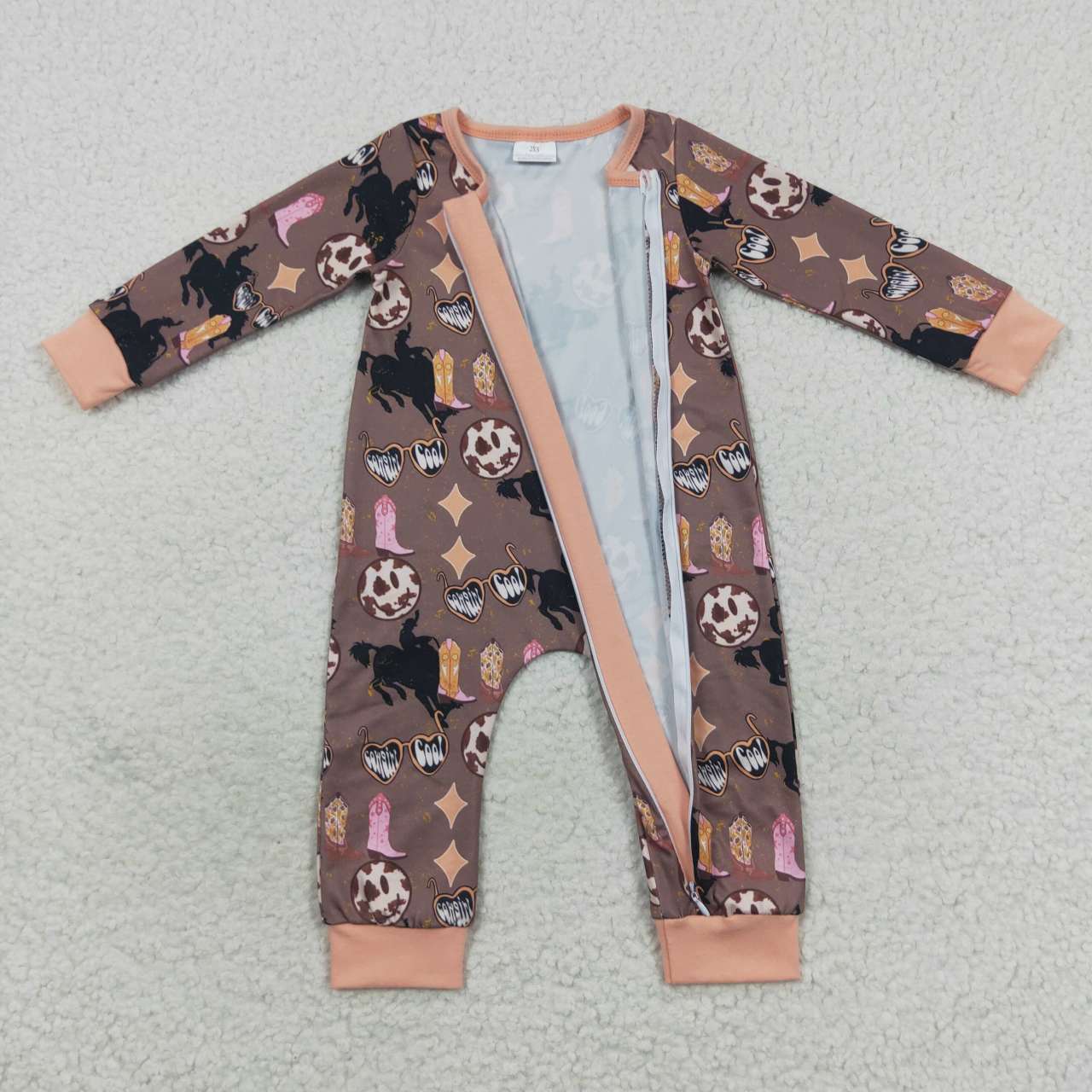 Western Baby Cowgirl Long Sleeve Zippy Romper