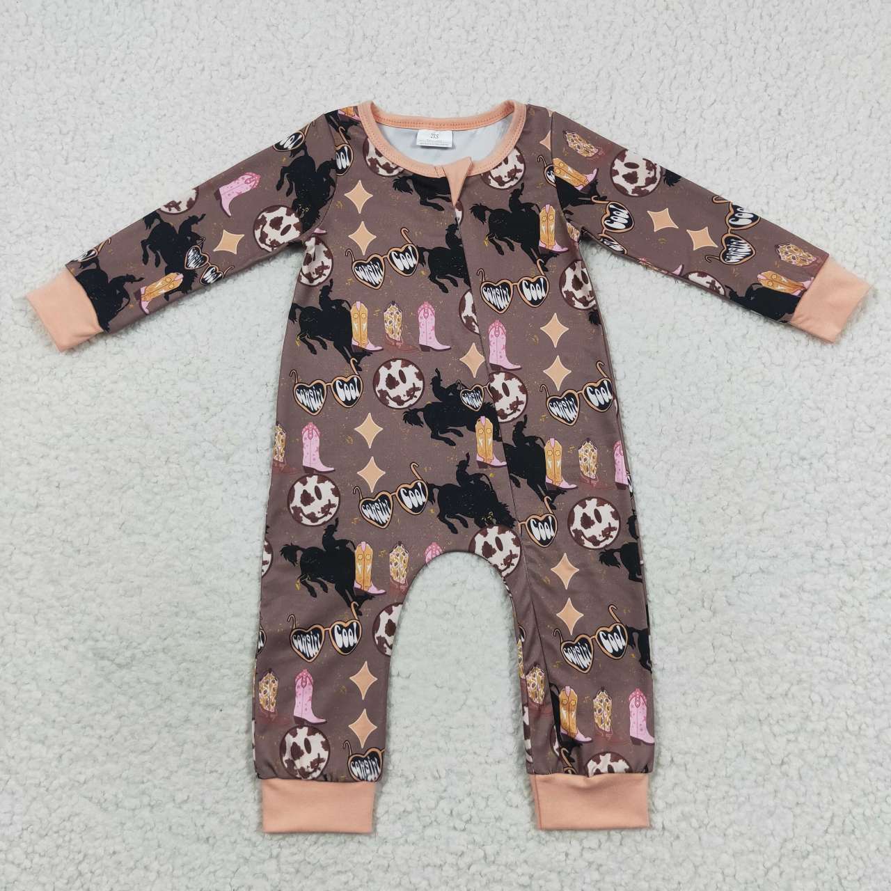 Western Baby Cowgirl Long Sleeve Zippy Romper