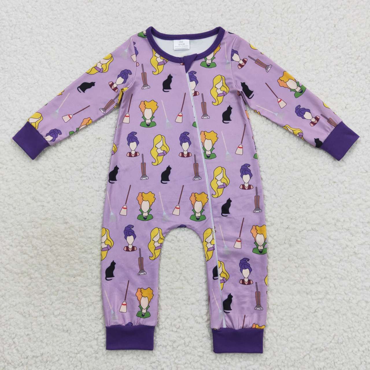 Baby Girls Sister Halloween Witch Purple Pajama And Romper