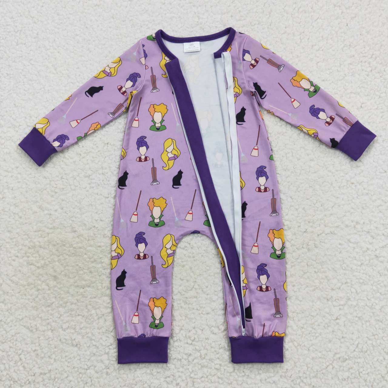 Baby Girls Sister Halloween Witch Purple Pajama And Romper