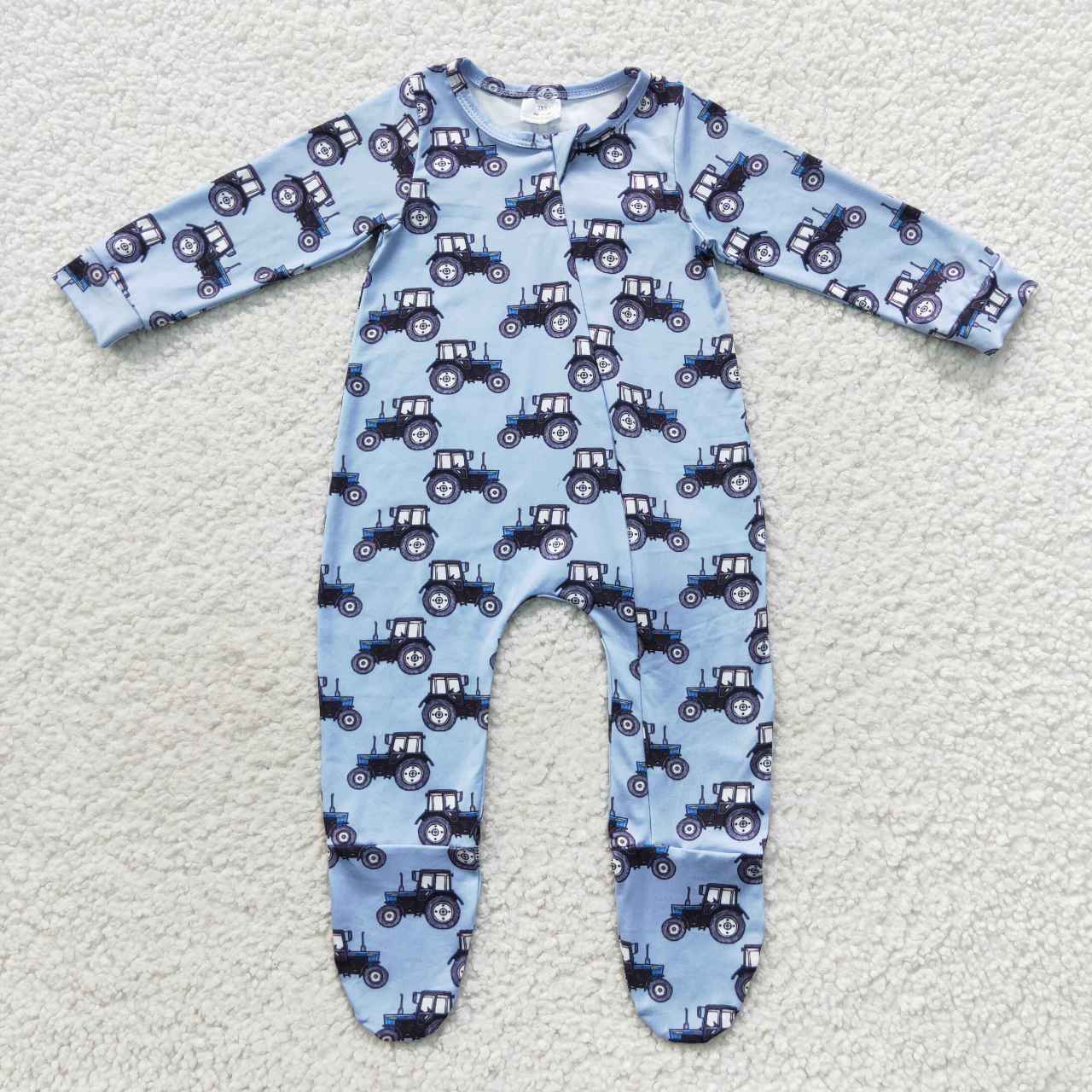 Sibling Baby   Boys  Farm  Long Sleeve Footie Zip Rompers
