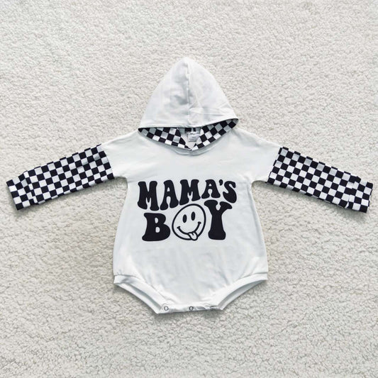 LR0540 Mama's Boy Long Sleeve Hoodie Shirt Romper