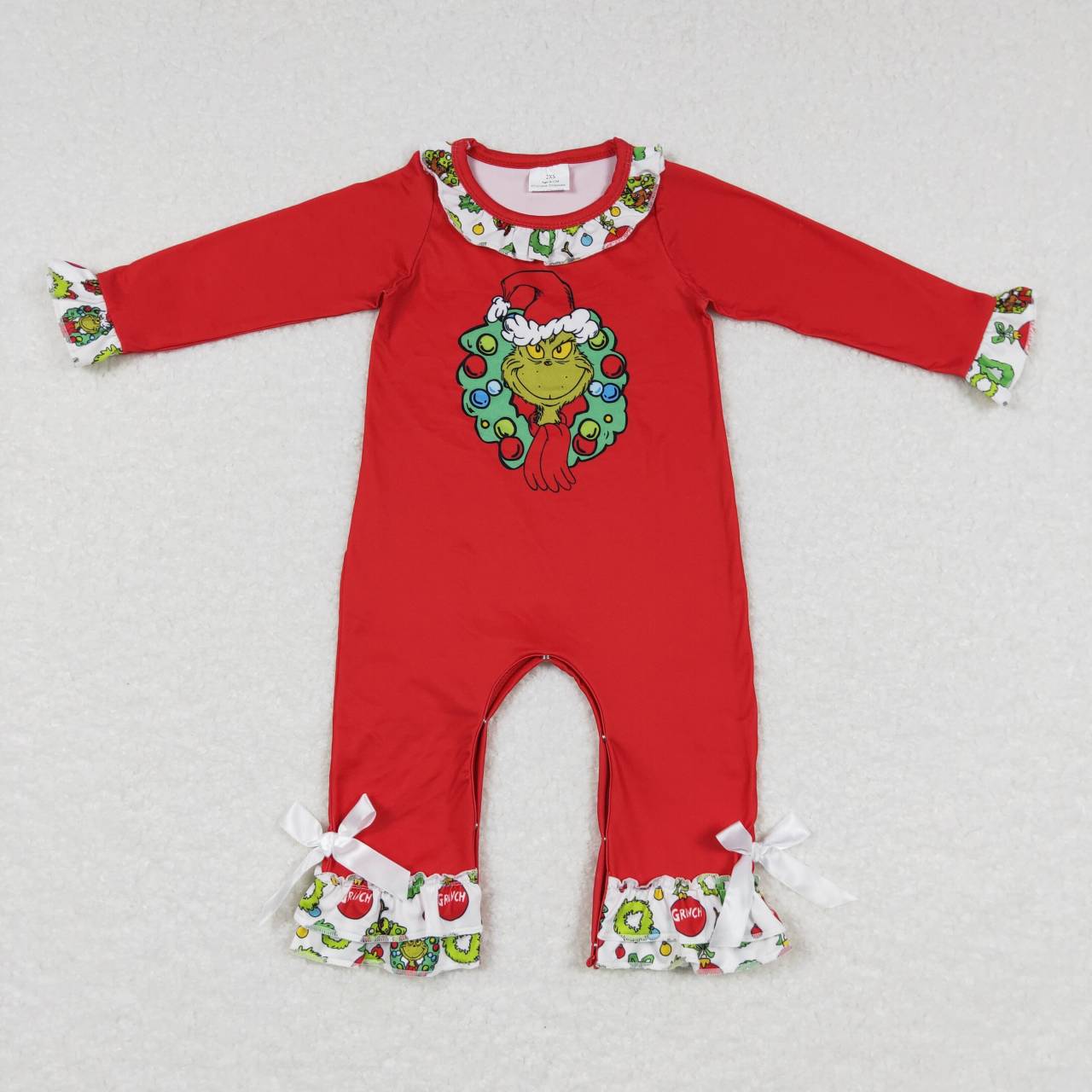 Baby Sibling Christmas  Green Face Outfit and Romper