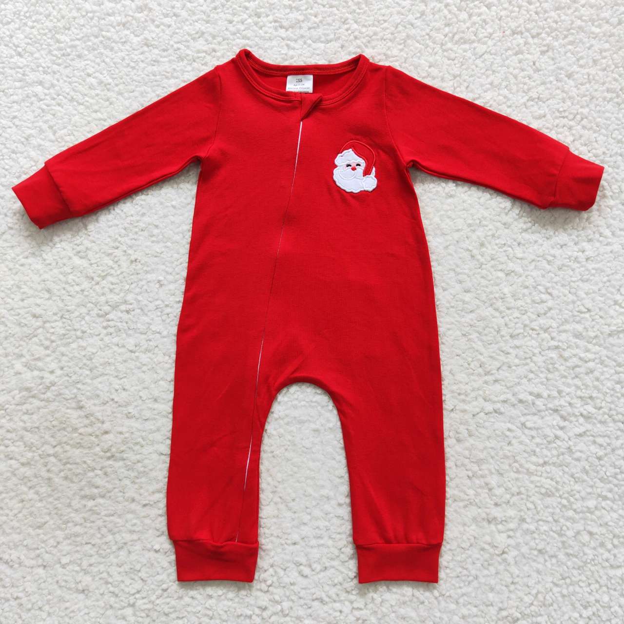 LR0598 Baby Boys Santa Christmas Red Ruffle Rompers