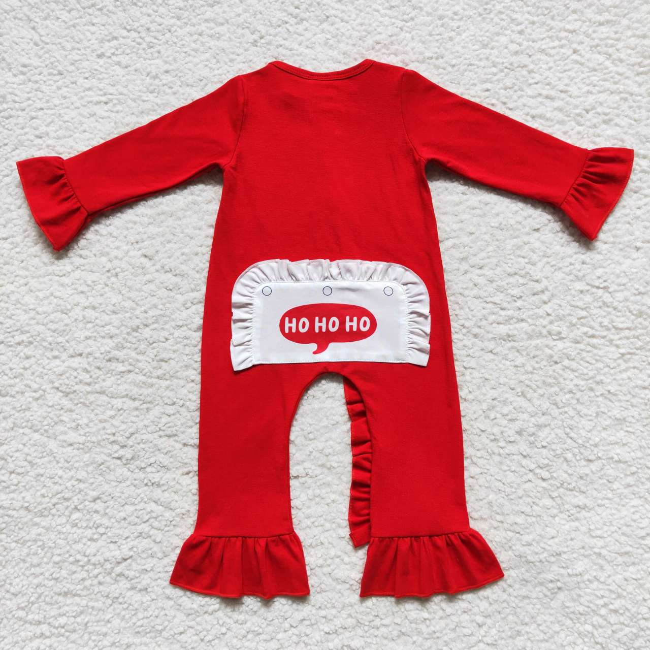 LR0599 Baby Girls  Santa Christmas Red Ruffle Rompers