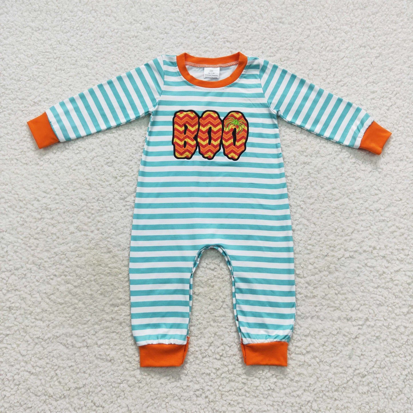 Sibling Girls Boys Halloween Embroidery Boo Long Sleeve Set and Romper