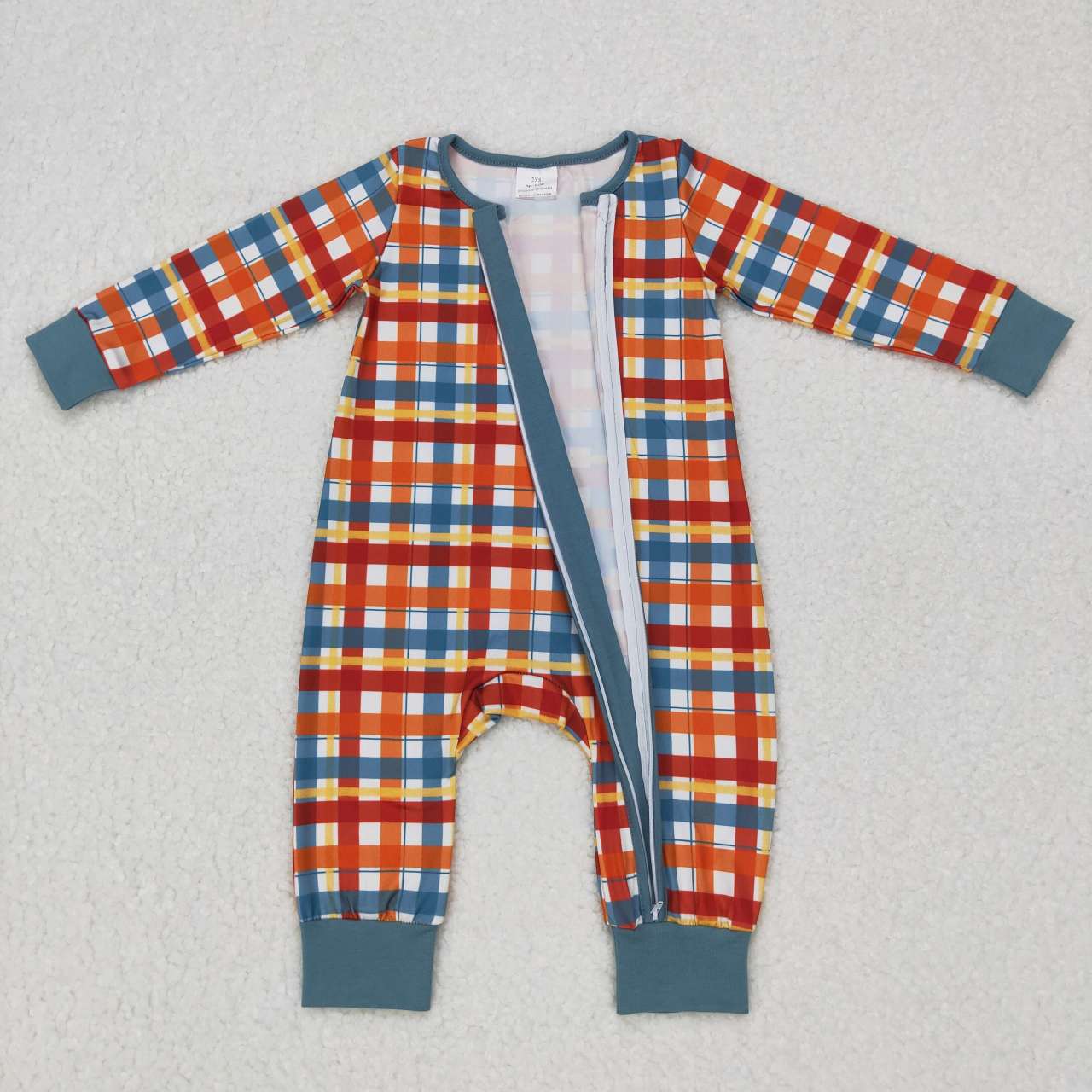 Sibling Baby Boys Thankgiving Plaid Pajama Set /Zippy Romper
