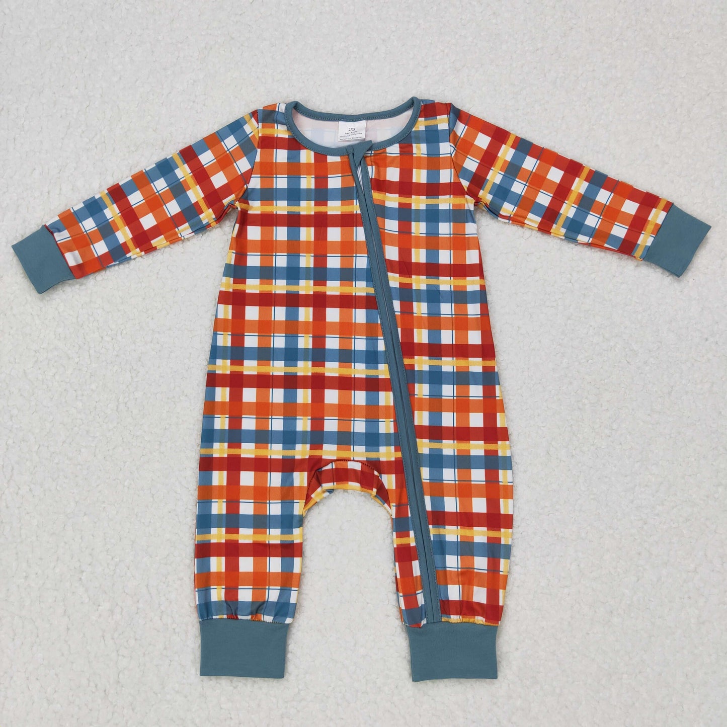 Sibling Baby Boys Thankgiving Plaid Pajama Set /Zippy Romper