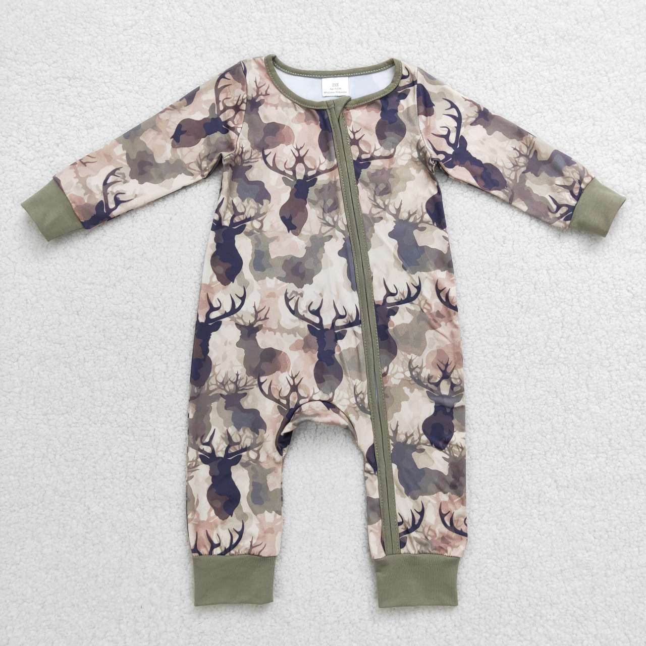 LR0662 USA Shop Baby Boys Deer Long Sleeve Zip Romper