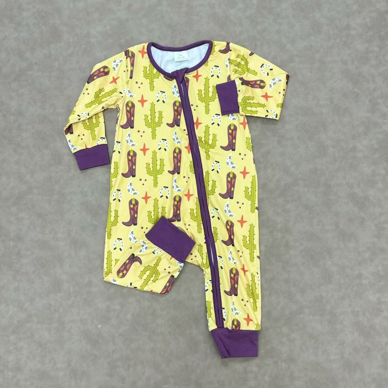 Little Cowboys Baby Western Rodeo Howdy Long Sleeve Zippy Romper One-piece