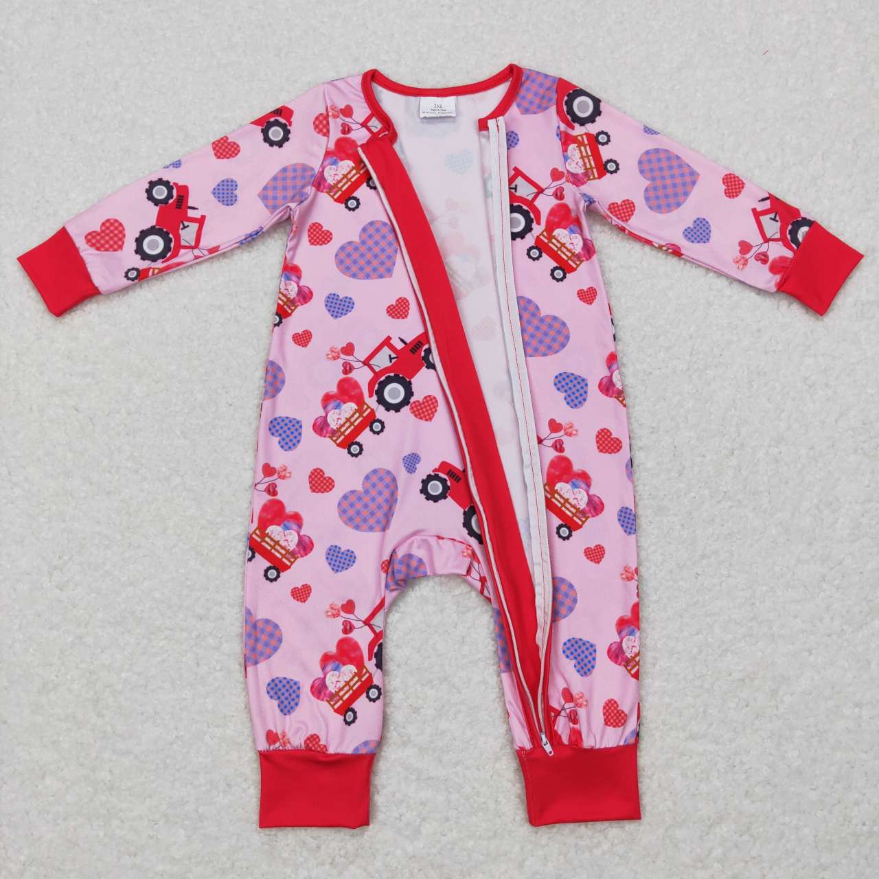 Sibling Baby Kids Hearts Trucks Top Bell Bottom Pants Valentine Pajamas Clothes Sets Dress Rompers