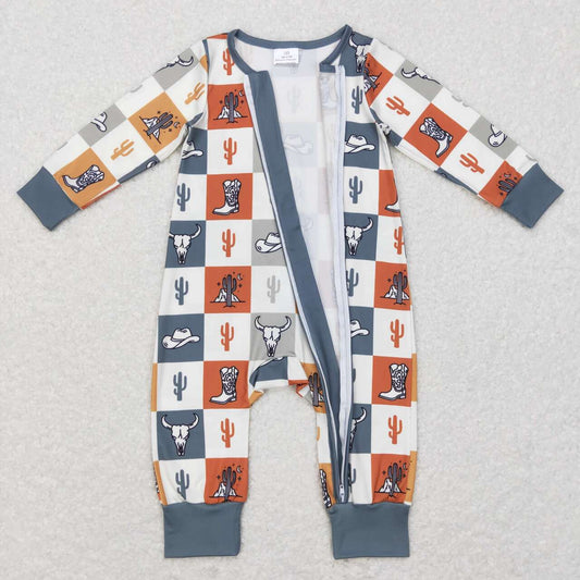 USA Shop Baby Boys Western Cowboy Long Sleeve Zip Romper