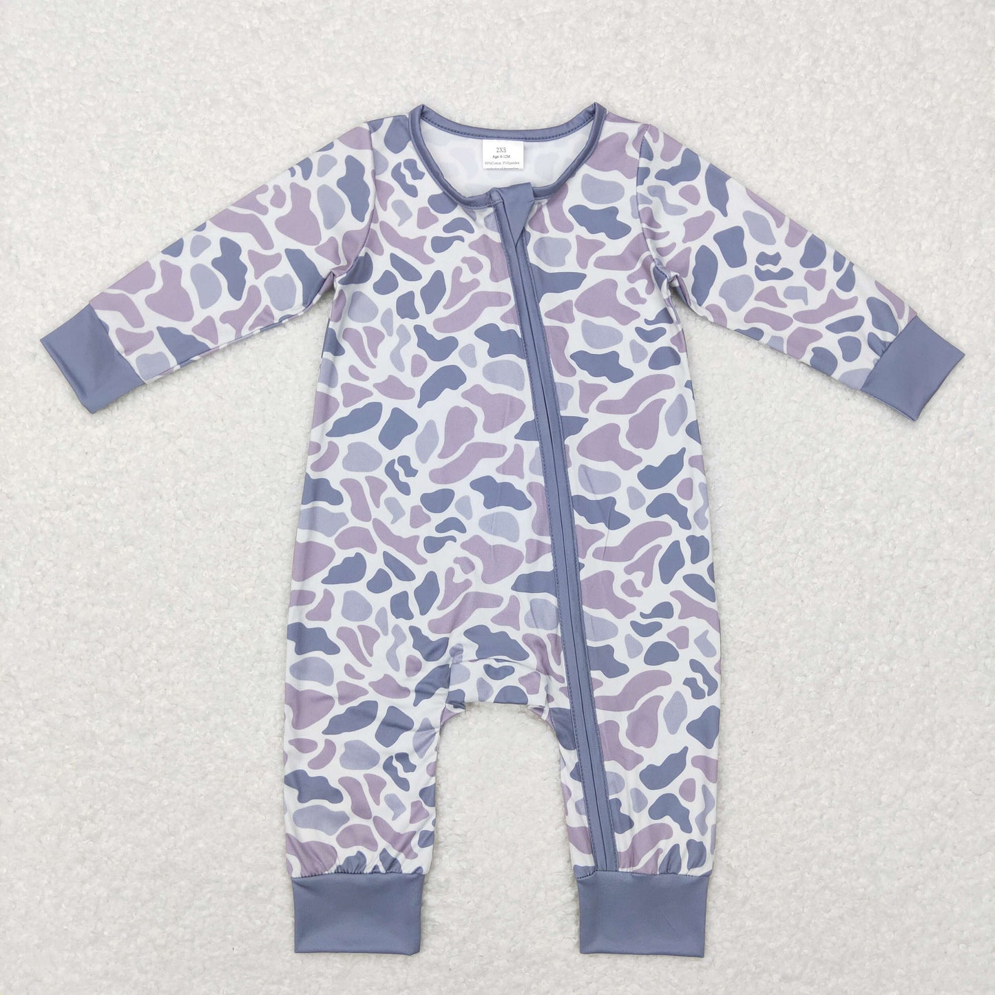 Baby Boys Grey Camo Long Sleeve Zippy Romper