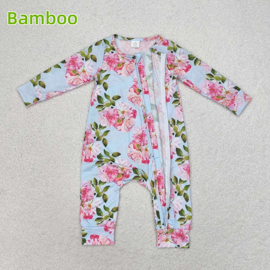 Baby Girls Floral Long Sleeve Zip Bamboo Romper