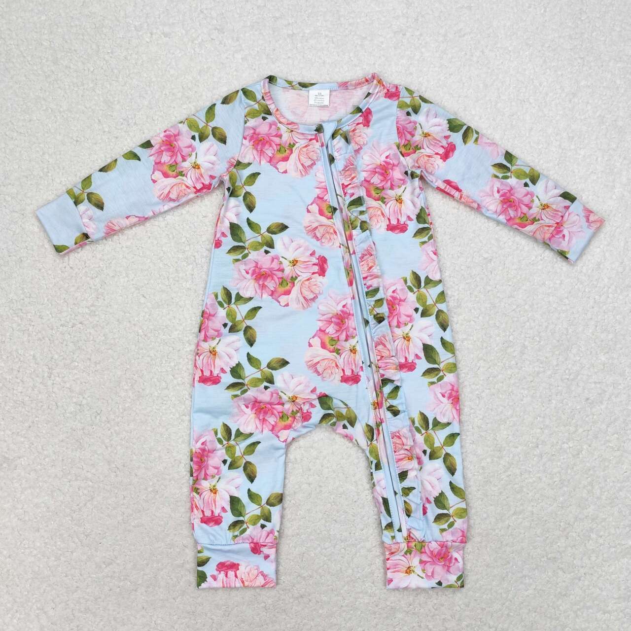 Baby Girls Floral Long Sleeve Zip Bamboo Romper