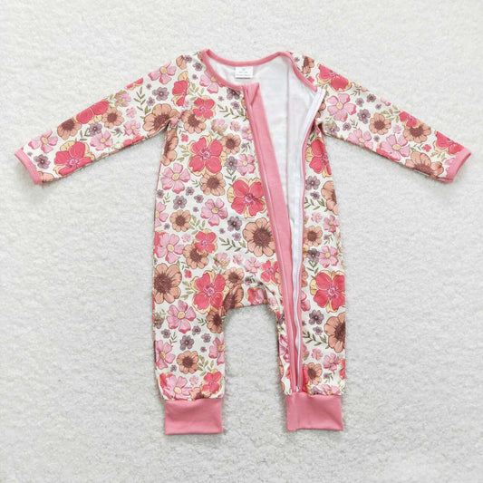 USA Shop Baby Girls Flowers Long Sleeve Zip Romper