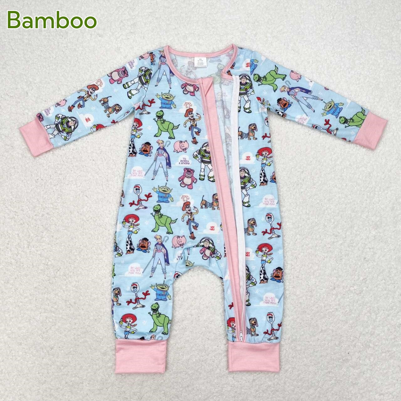 Baby Girls Cartoon Toy Zipper Bamboo Romper