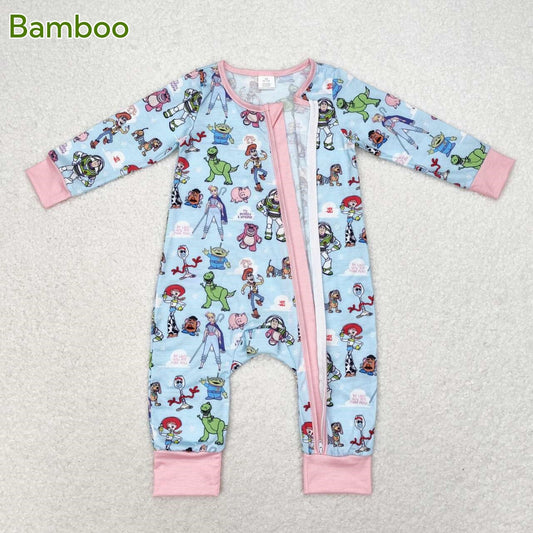 Baby Girls Cartoon Toy Zipper Bamboo Romper