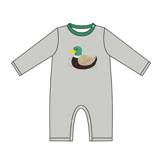 LR1027 Newborn Baby Boys  Mallard Long Sleeve  Romper Pre-order