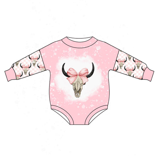 LR1034 Newborn Baby Girls Highland Cow Shirt Romper Pre-order