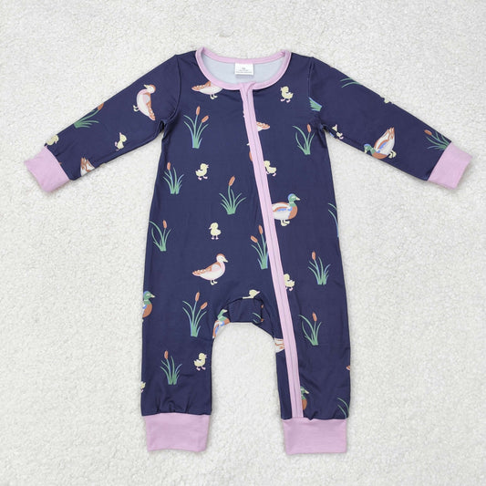 Newborn Baby Girls Mallard Zipper Romper