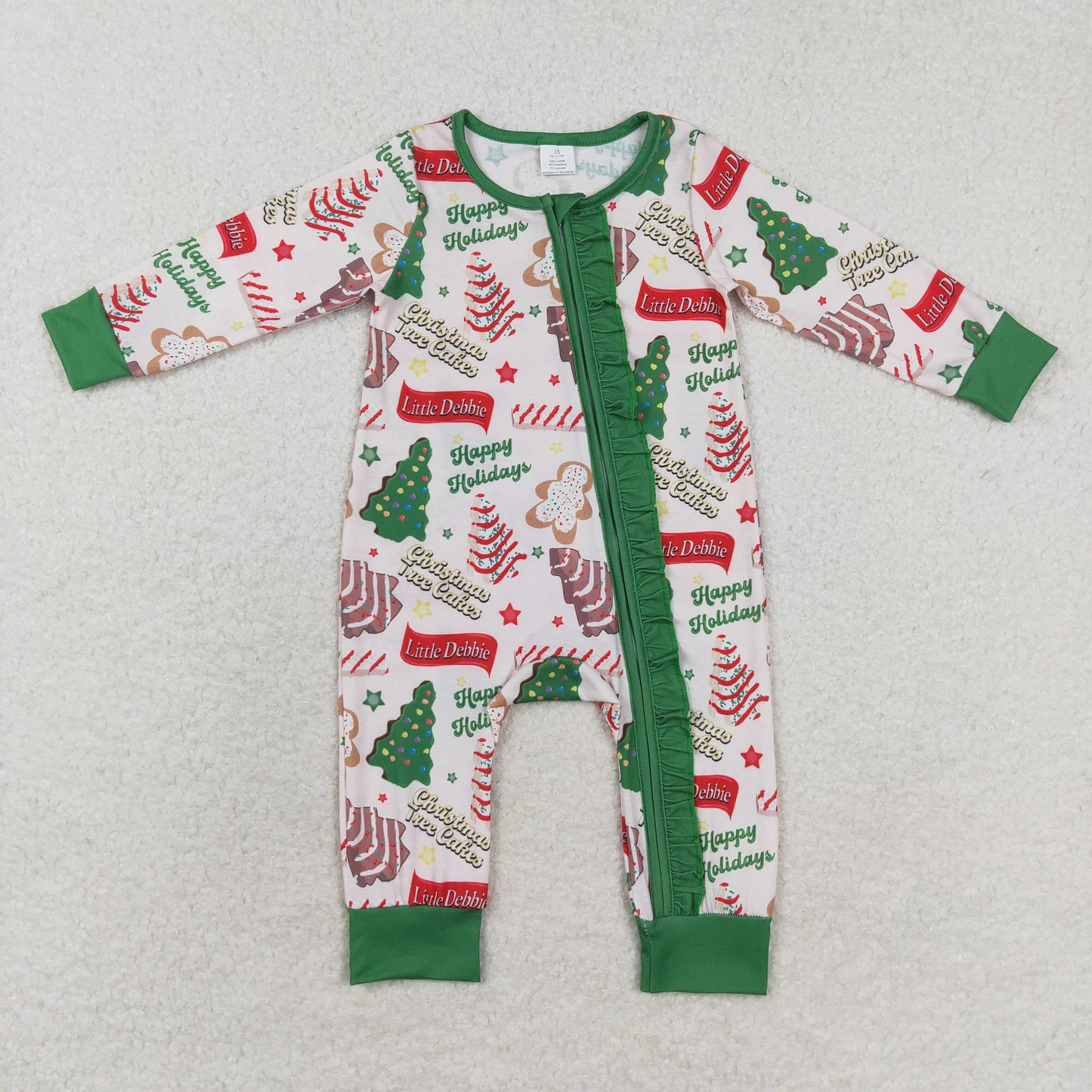 LR1056 Newborn Boys Christmas Cake Long Sleeve Rompe