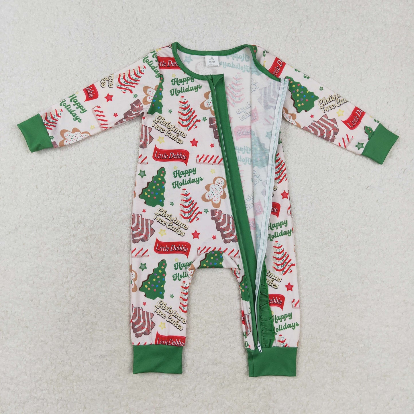 LR1056 Newborn Boys Christmas Cake Long Sleeve Rompe