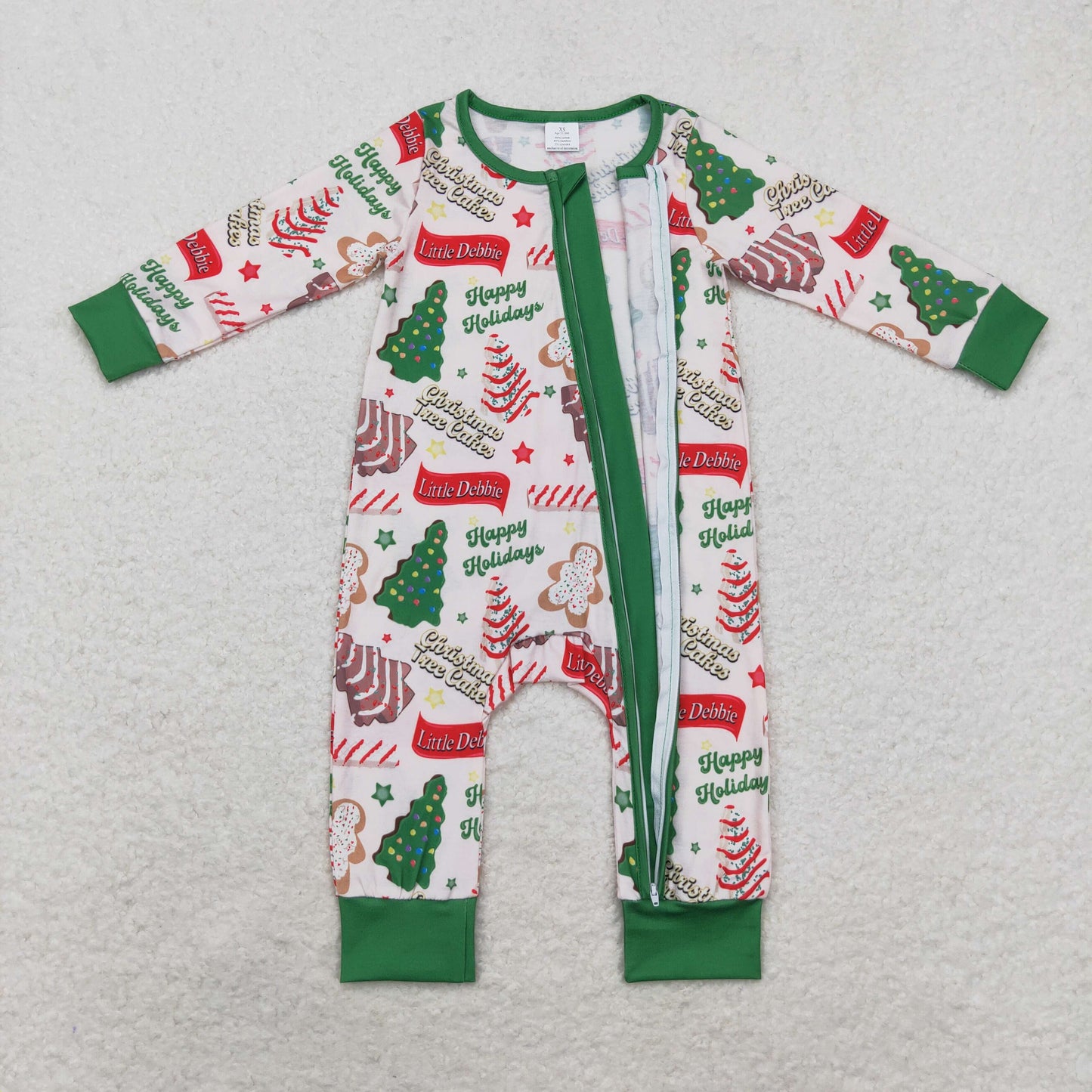 LR1057 Newborn Boys Christmas Cake Long Sleeve Romper