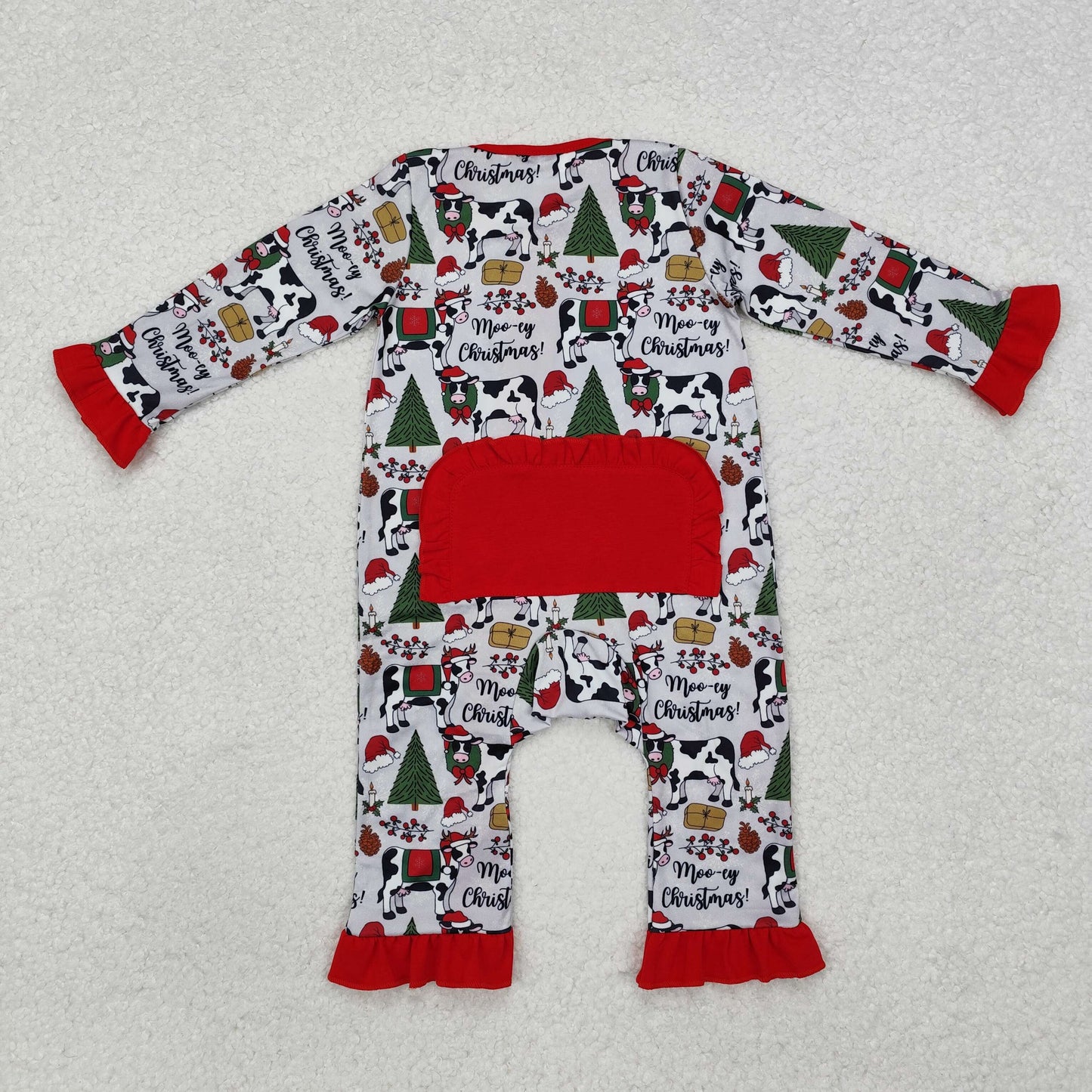 Kids  Girls christmas cow zippy romper LR1074