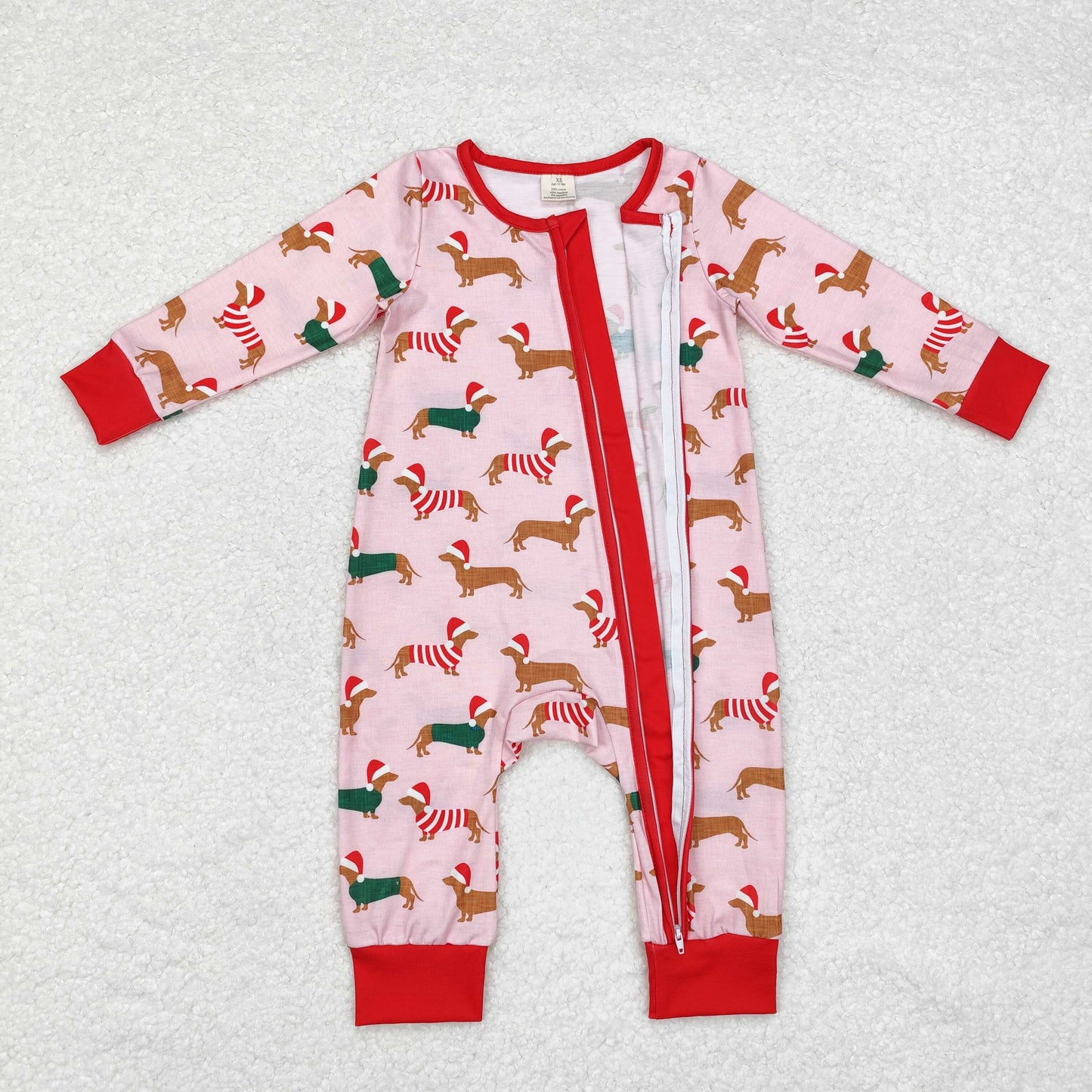 Baby Boys Christmas Dog Zipper Romper