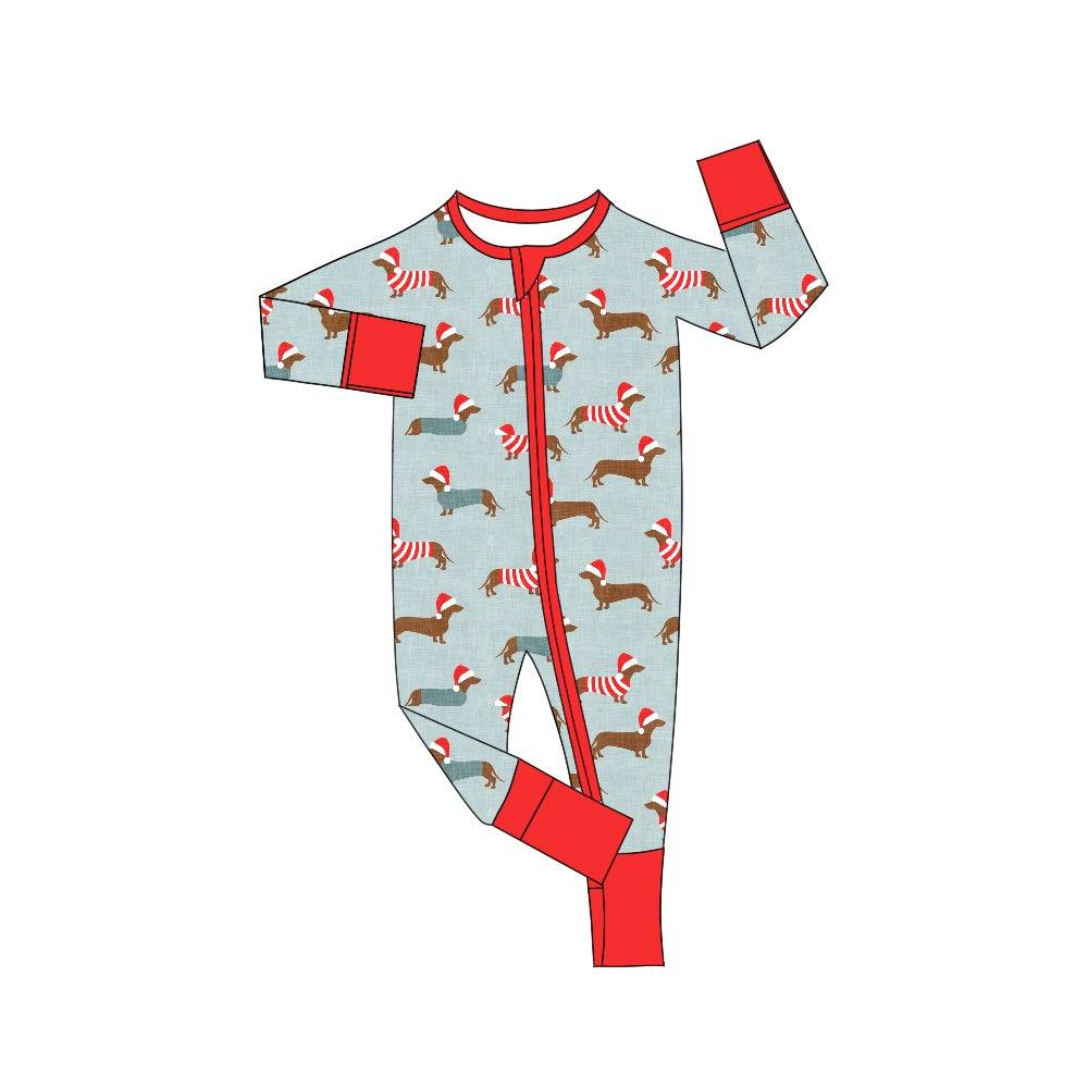 Kids Boys Christmas dachshund Zipper Romper Pre-order