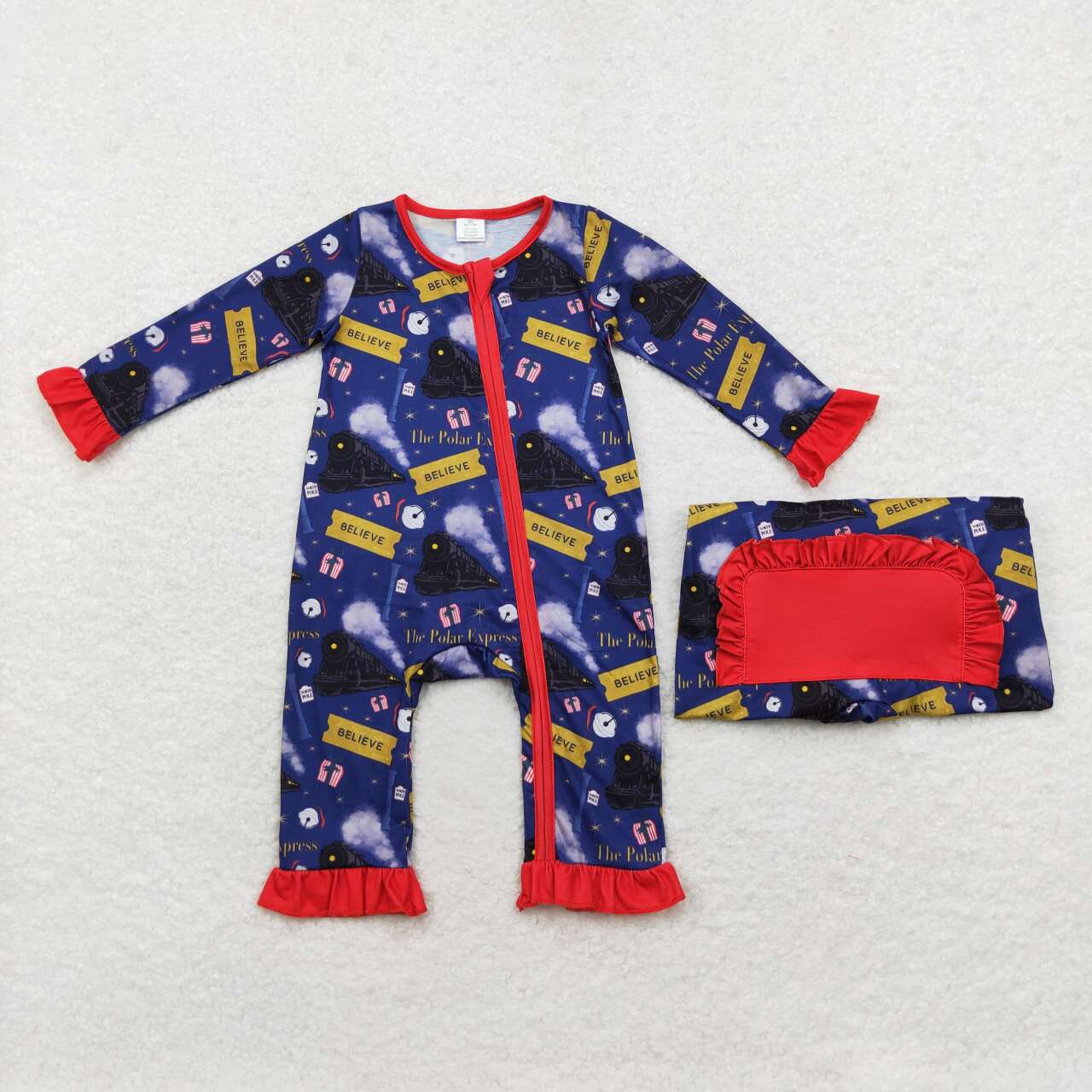 Baby Girls Boys Sibling Christmas Polar Express Pajama and Romper