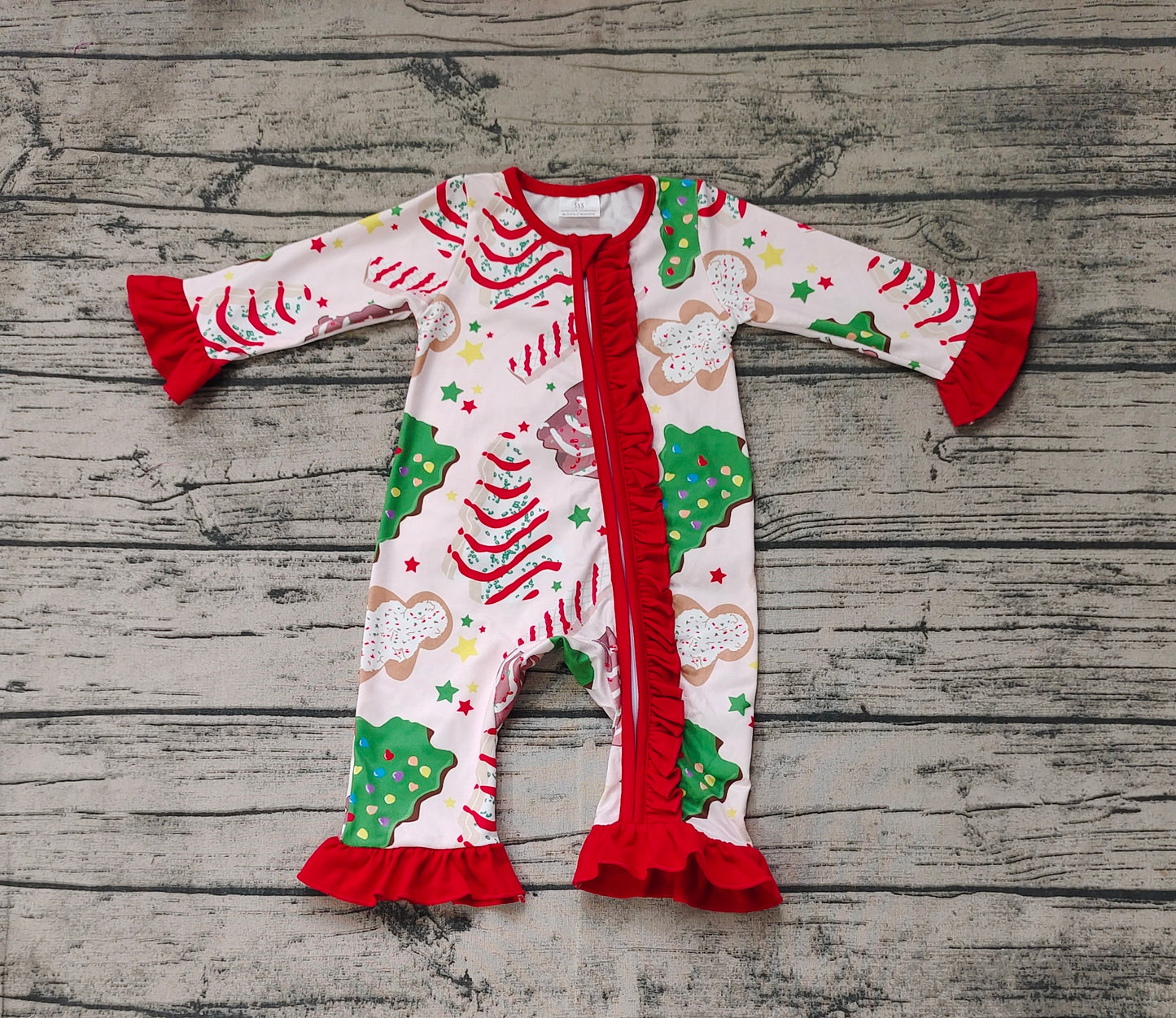 Newborn Baby Girls Christmas Tree Cake Romper Preorder