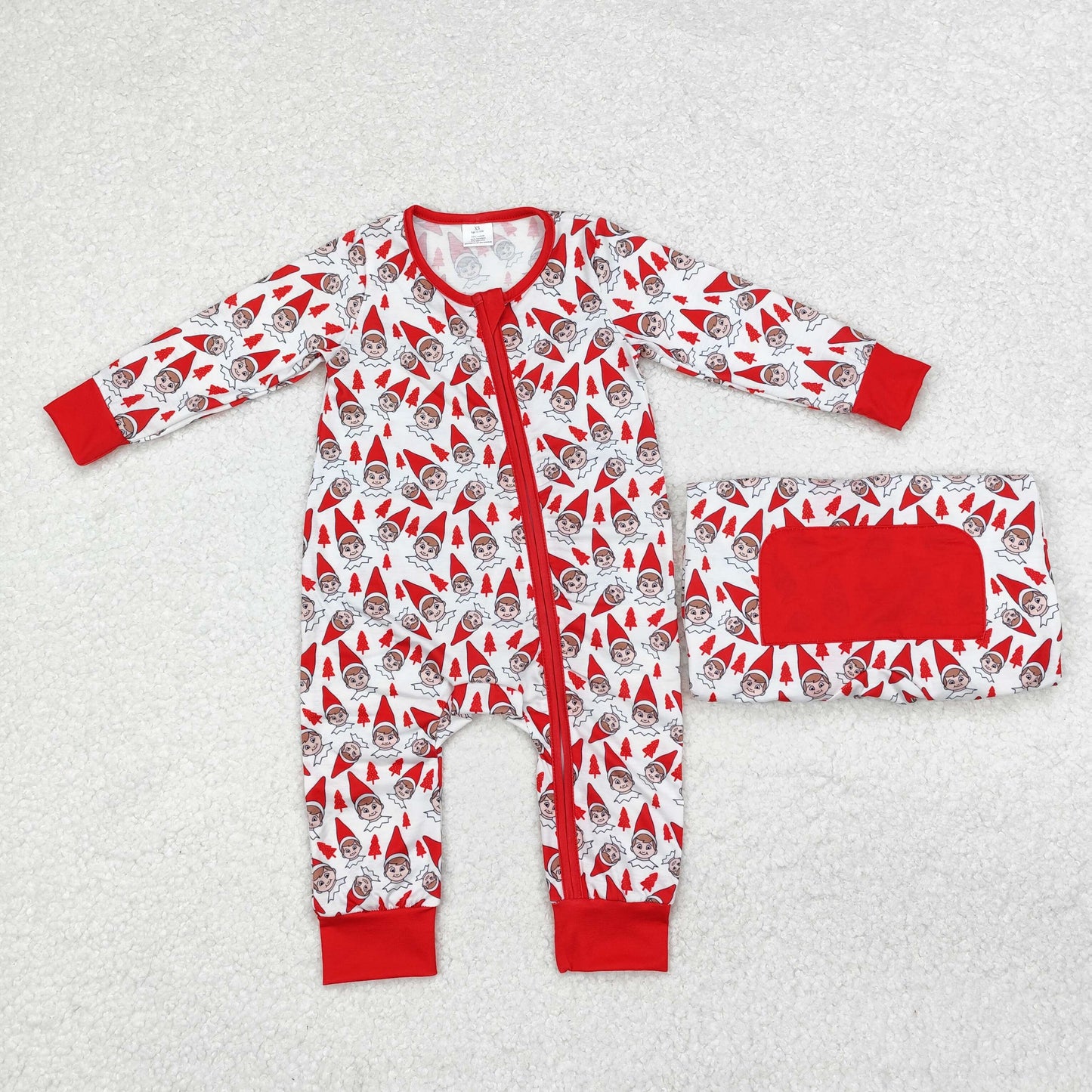 Baby Boys Red Shelf Christmas Bamboo Pajamas and Romper