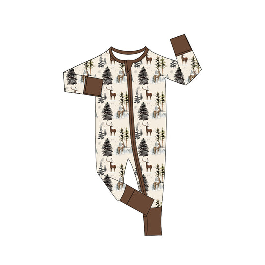 Baby Boys Dear Long Sleeve Zipper Romper Preorder