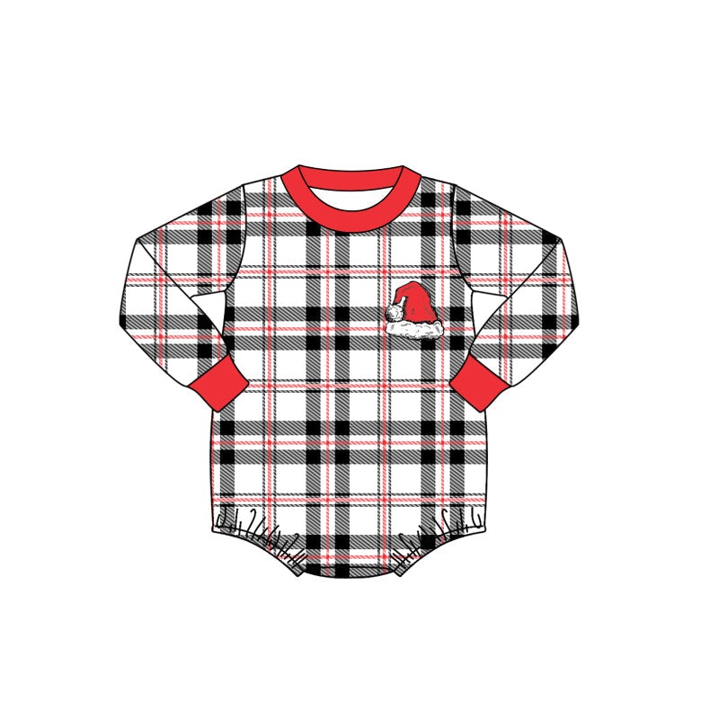 Baby Boys Christmas Hat Plaid Romper Preorder