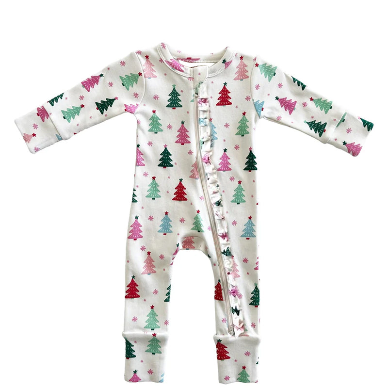 LR1225 Newborn Baby Girls Christmas Tree Romper Pre-order