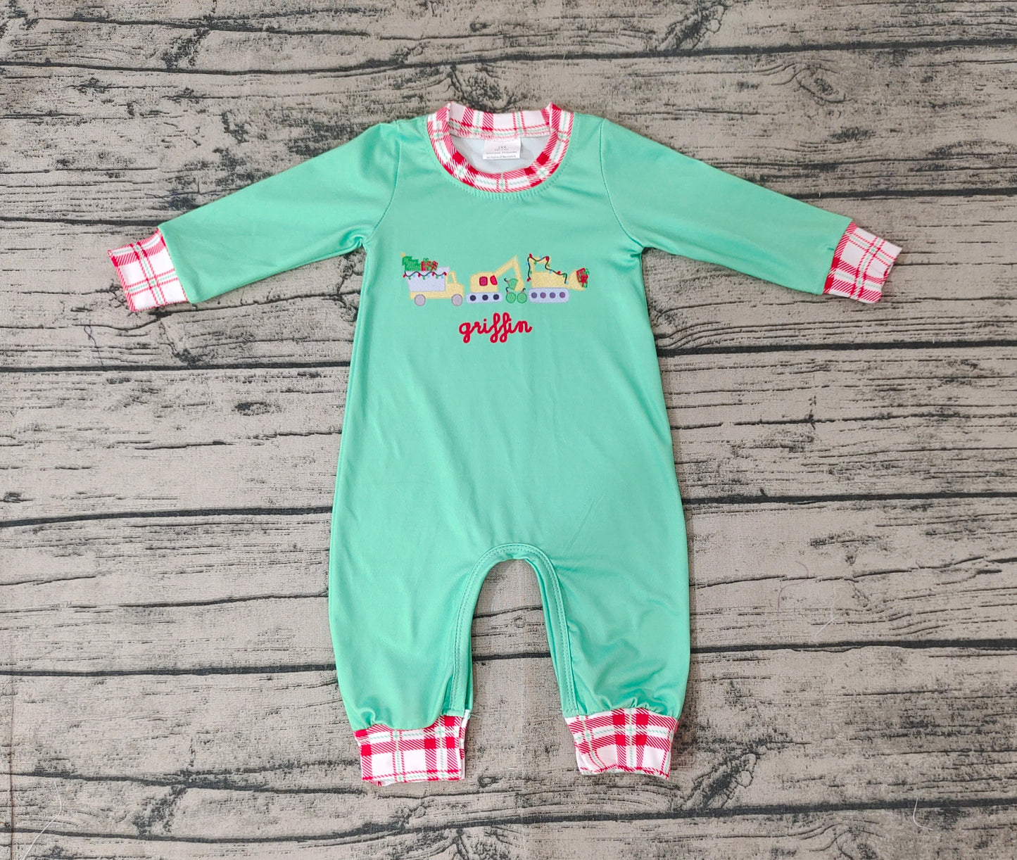 Newborn Baby Boys Christmas Tree Truck Long Sleeve Romper