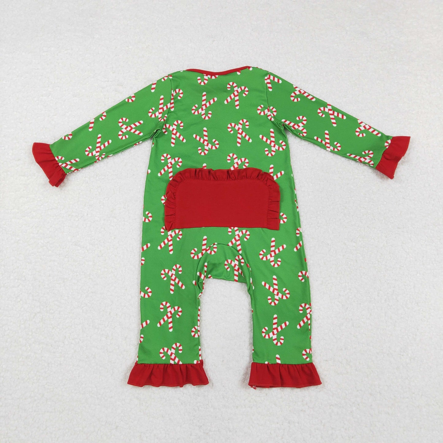 SIbling Girls Boys Christmas Candy Cane Green Pajama Set /Romper