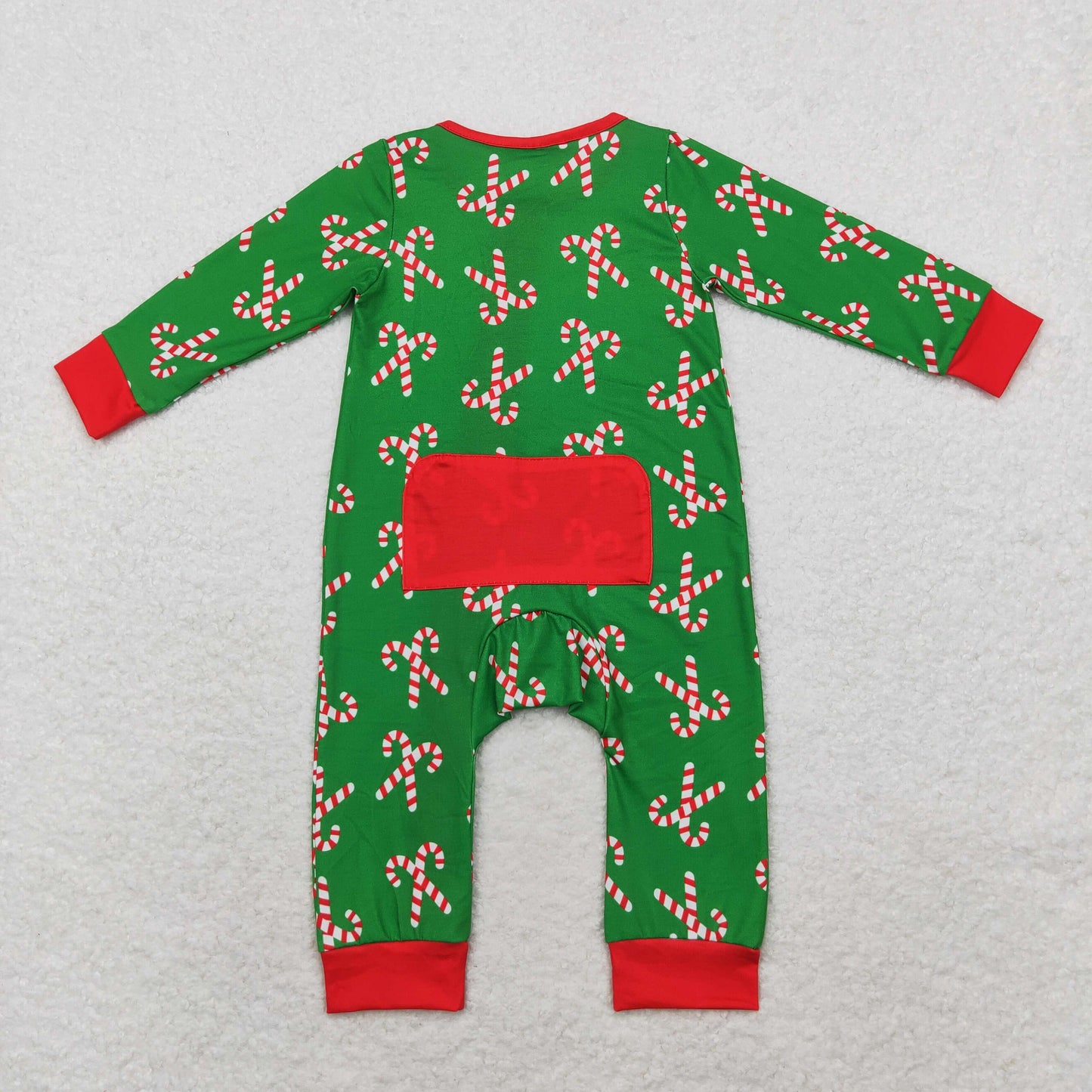 SIbling Girls Boys Christmas Candy Cane Green Pajama Set /Romper