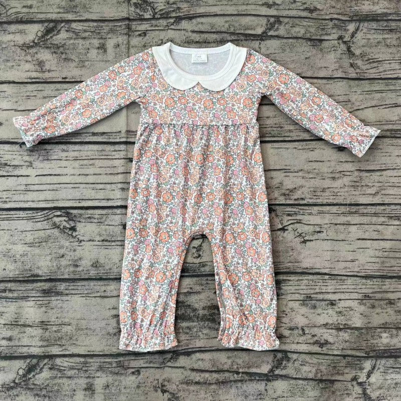 LR1238 Newborn Baby Girls Romper Fall Floral Long Sleeve