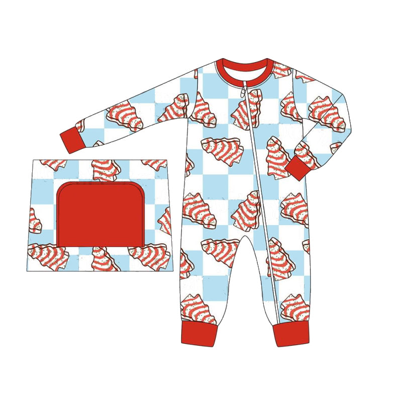 LR1249 Newborn Baby boys Zipper Romper Christmas Tree cake Preorder