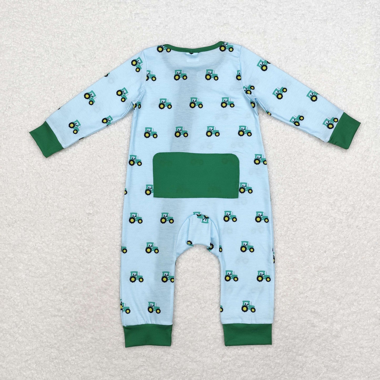 Baby Boys Farm Tractor Zip Bamboo Romper