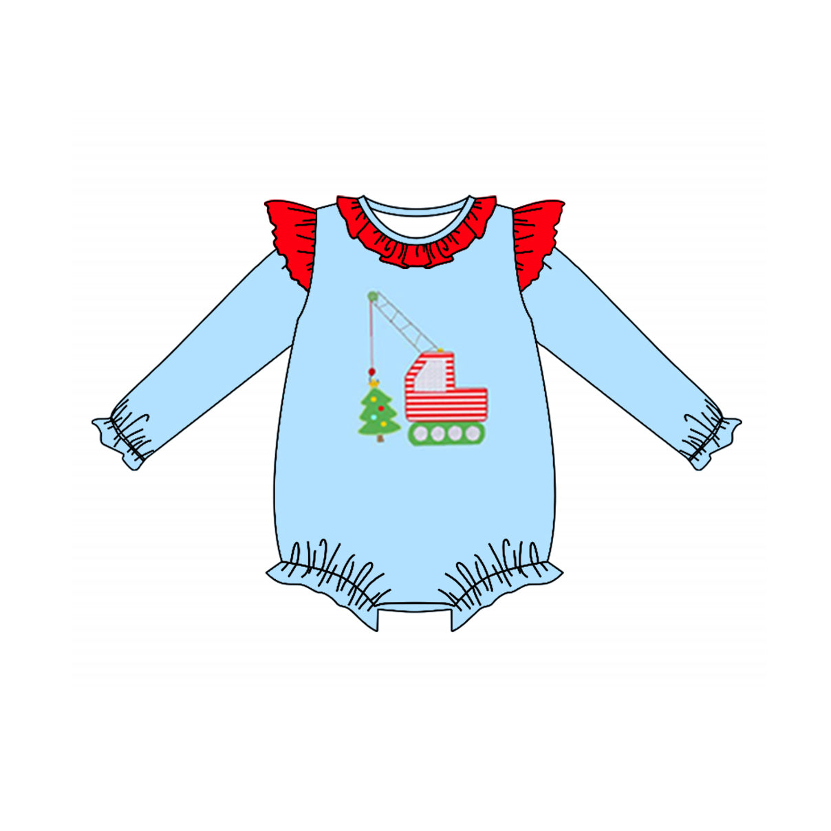 LR1258 Baby Girls Romper Christmas Tree Crane Preorder