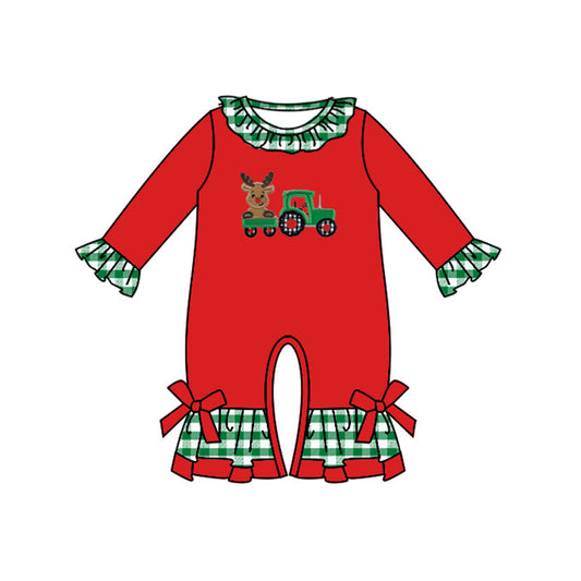 LR1261 Baby Girls Christmas Reindeer Truck Romper Preorder