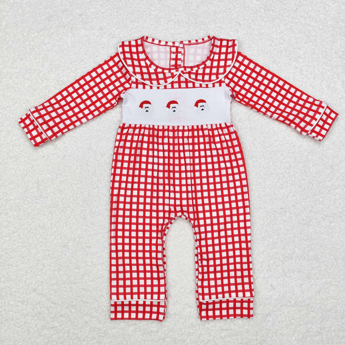 Baby Girls Sister Chrismtas Red Gingham Long Sleeve Dress Romper