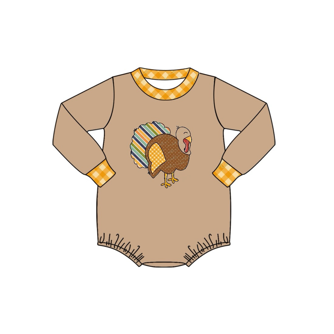 Baby Boys  Romper Thanksgiving Turkey Long Sleeve